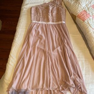 David’s Bridal one shoulder corded lace dress